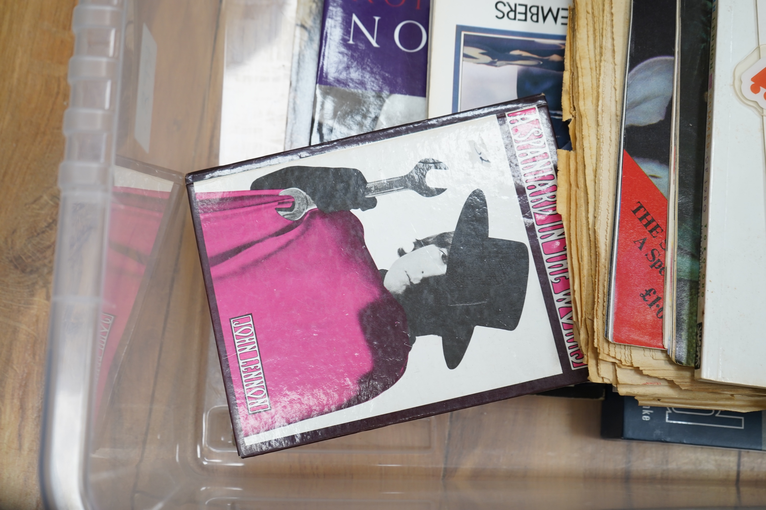 Eleven John Lennon related books, etc. titles including; A Spaniard in the Works, Skywriting by Word of Mouth, Summer of 1980, Lennon Legend, Life Is What Happens, Imagine, The Lennon Companion, In His Own Words, etc. to